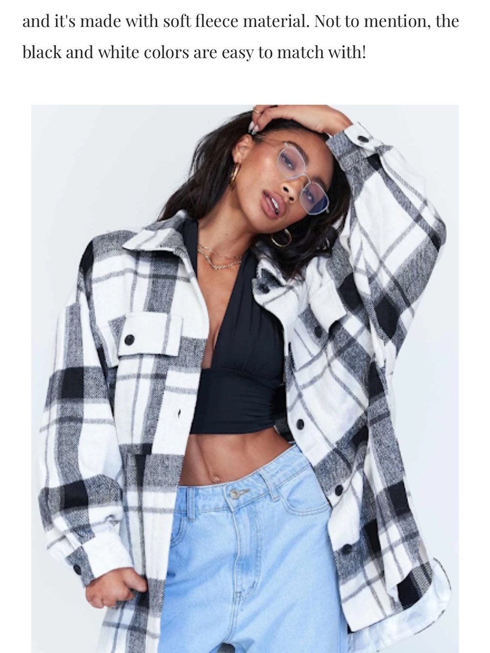 Princess Polly Black & White Plaid Utility Jacket